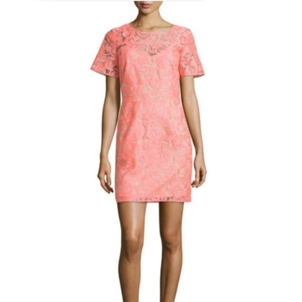 Veronica Beard Shift Dress Lace Floral Embroidered